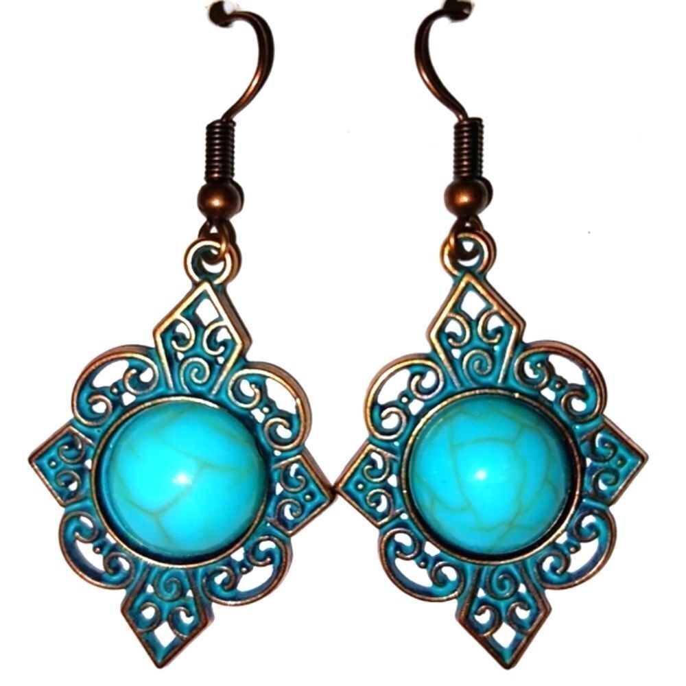Elegant Turquoise Vintage Dangle Earrings